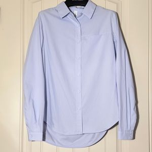 LULULEMON WOMENS COLLARED BUTTON DOWN IN BLUE LINEN